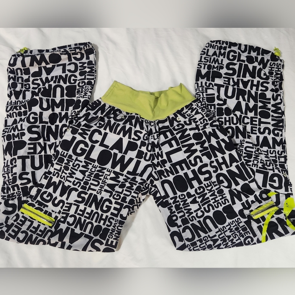 Zumba Fitness Neon Green and Black Pants